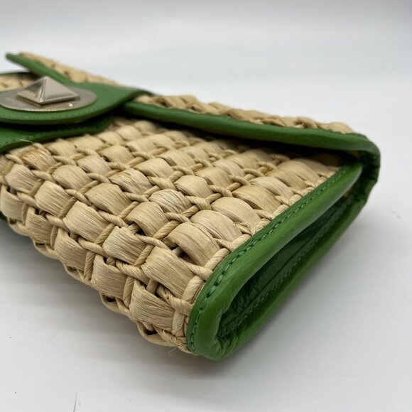 Kate Spade Brown And Green Straw Wicker Ava Clutch - Picture 7 of 12